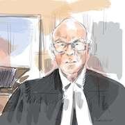 Un croquis de l'avocat de Michael McLeod, David Humphrey et de la plaignante