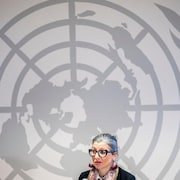 Francesca Albanese, lors d'une conférence de presse.