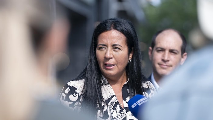 Soraya Martinez Ferrada en point de presse.
