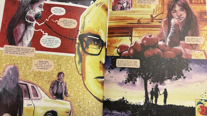Des pages de la bande dessinée «Transmission – Les héritages de la Baie-James» d'Annie Desrochers et Christian Quesnel.